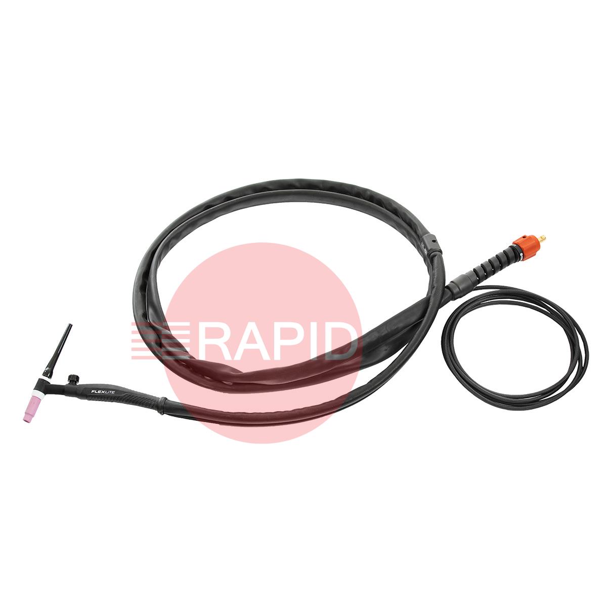 TX223GVD134  Kemppi Flexlite TX K3 223GV D13 Air Cooled 220 Amp Scratch Start TIG Torch, with 70° Angle Neck & Gas Valve - 4m